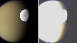 Nekvalitně upravený snímek měsíce Dione