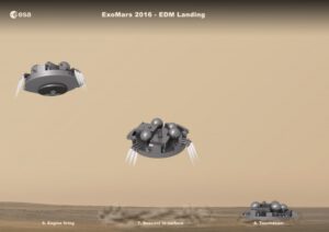 Počítačová simulace ukazující přistání EDM na Marsu