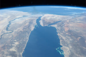 Sinajský poloostrov - vpravo je pěkně vidět kroutící se Nil