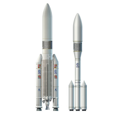 Porovnanie rakiet Ariane 5 a Ariane 6.