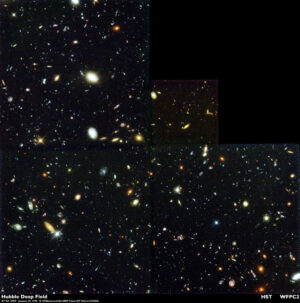 Hubbleovo hluboké pole na mozaice poskládané z několika snímků