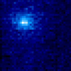 Snímek komety palubním spektrometrem IUVS