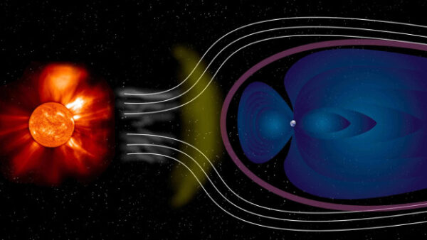 Vizualizace vlivu slunečního větru na zemské  magnetické pole
