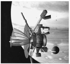 Vizualizace poškozené antény na sondě Galileo