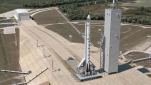 Raketa Falcon 9 v1.2 s pilotovanou lodí Crew Dragon na rampě 39A