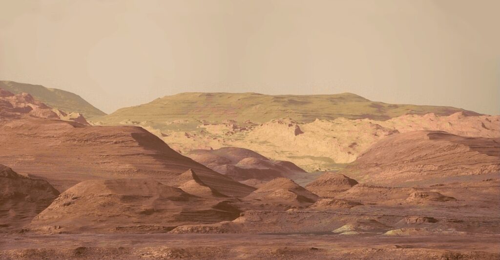 Sol 1100 část panoramatu Aeolis Mons, zdroj: NASA/JPL/MSSS