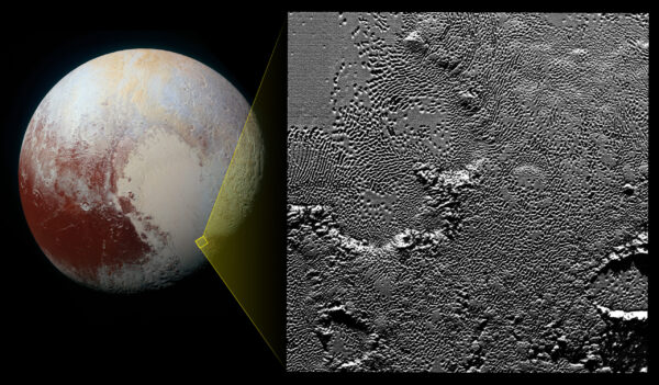 Detaily povrchu Pluta. Foto: NASA/JPL/SwRI