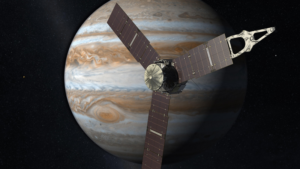 Juno u Jupiteru v představě malíře. Zdroj: NASA/JPL