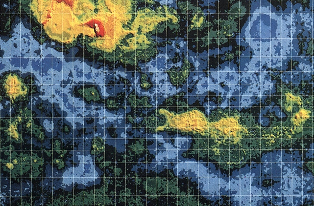 Výřez mapy Venuše ze sondy Pioneer Venus. NASA-Ames/USGS/MIT