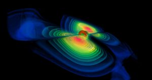Gravitační vlny nevidíme - tato vizualizace ale ukazuje jejich šíření prostorem