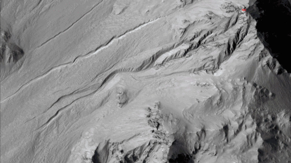 Náhled na geologické složení stružek na svazích Marsu