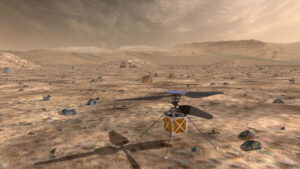 Vizualizace dronu (helikoptéry) na Marsu.