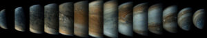 Sekvence přibližování sondy Juno k Jupiteru - zpracování David Worley.
