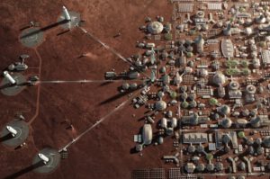 Kolonie na Marsu v představě malíře