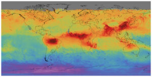 Družice Sentinel-5P startovala 13. října a vytvořila mapu rozložení oxidu uhelnatého na celém světě. Obrázek ukazuje vysokou úroveň tohoto znečišťovatele nad oblastmi Asie, Afriky a jižní Ameriky. Sonda sbírá data z oblasti široké 2600 kilometrů, což jí umožňuje během 24 hodin zmapovat celou Zeměkouli.