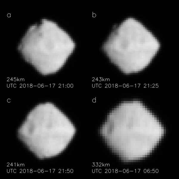 Asteroid Ryugu focený sondou Hayabusa 2