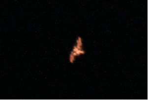 ISS při přeletu 12. 6. 2015. V ohnisku 1500 mm na 15cm dalekohledu zrcadlovkou Canon 30D