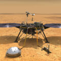 Takto vypadá vizualizace sondy InSight na Marsu.