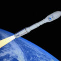 Umělecká představa rakety Vega-C za letu.