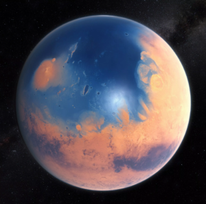Možná podoba Marsu v době před čtyřmi miliardami let