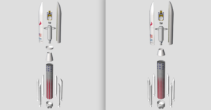 Porovnání staršího a nového designu rakety Vulcan společnosti ULA.