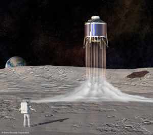 Doprovodný obrázek k tiskové zprávě Sierra Nevada Corporation k jejímu zařazení mezi společnosti, vybrané ke zpracování studií a vývoji prototypů sestupového modulu lunárního landeru.