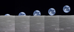 Východ Země zpoza Měsíce fotografovaný měsíční družicí Kaguya