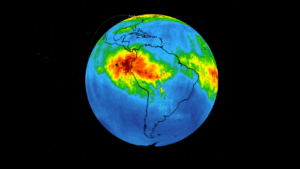 Koncentrace oxidu uhelnatého nad jižní Amerikou
