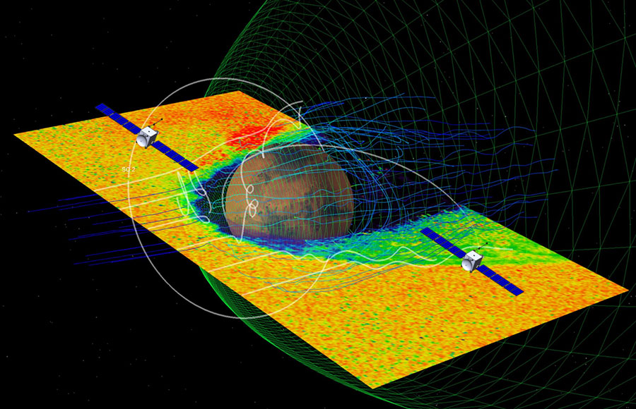 Vizualizace návrhu EscaPADE (Escape and Plasma Acceleration and Dynamics Explorers)