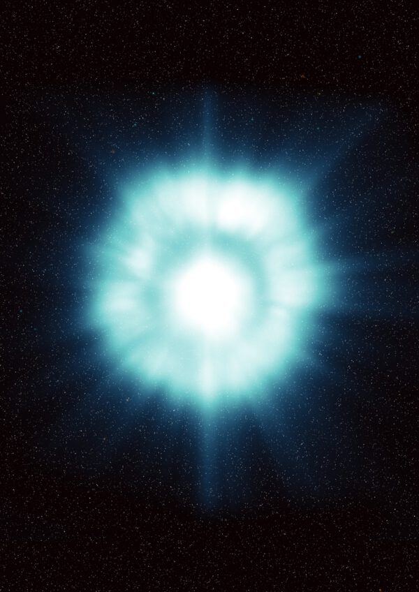 Umělecká představa extrémních projevů neutronové hvězdy