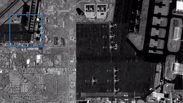 Radarový snímek San Francisca pořízený družicí Denali od firmy Capella.