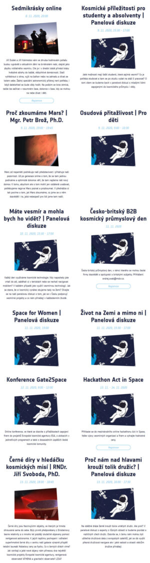 Přehled akcí z webu Czech Space Week 2020