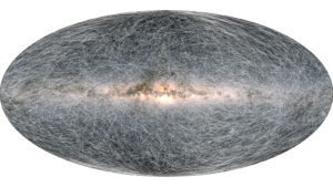 Mapa, která ukazuje pohyb 40 000 vybraných Slunci blízkých hvězd v následujících 400 000 letech.