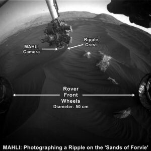 Curiosity, sol 2089, Sands of Forvie, průzkum pomocí kamery MAHLI, zdroj: NASA/JPL-Caltech/MSSS, www.unmannedspaceflight.com