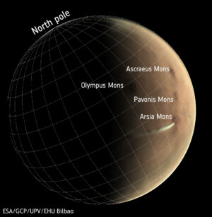 Od 13. září 2018 kamera VMC na sondě Mars express sledovala vývoj podivného oblaku, který se pravidelně objevoval v okolí dvacet kilometrů vysoké sopky Arsia Mons v okolí rovníku Marsu. Snímek z kamery VMC pořízený 10. října 2018 zachycuje tento bílý oblak, který se táhne až do vzdálenosti 1500 kilometrů západně od sopky.