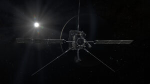 Umělecká představa sondy Solar orbiter u Venuše.