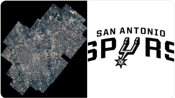 San Antonio z ISS a logo týmu NBA San Antonio Spurs. Zdroj: twitter.com