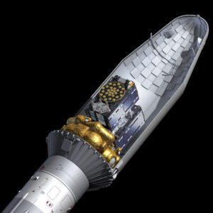 Start dvou družic Galileo na raketě Sojuz.