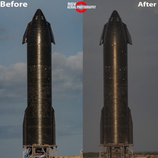 Starship před a po šestimotorovém zážehu