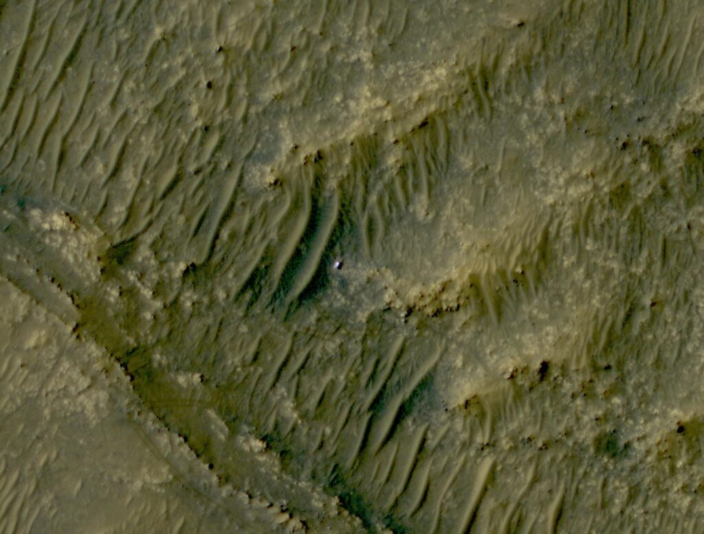 Mars jako Arrakis - pohled na rover Perseverance v oblasti Seitah na Marsu v kráteru Jezero. Zdroj: mars.nasa.gov