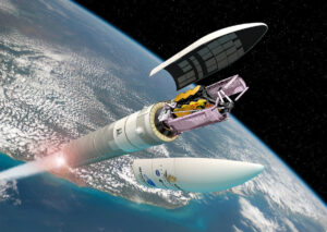 Vizualizace startu rakety Ariane 5 s JWST