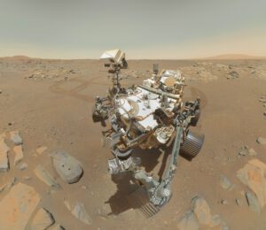 Perseverance si udělala self portrét během 189. dne pobytu na Marsu, když si prohlížela vrty do kamene Rochette. Zdroj: NASA/JPL-Caltech/MSSS/Damia Bouic, db-prods.net