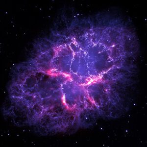 Krabí mlhovina, pozůstatek po výbuchu slavné supernovy pozorované v roce 1054 našeho letopočtu v Číně a arabském světě.