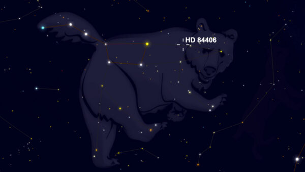 Hvězda HD 84406 ze souhvězdí Velké medvědice poslouží jako kalibrační terč pro jemné zarovnání šestiúhelníkových segmentů primárního zrcadla JWST.