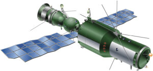 Stanice Almaz s připojenou transportní lodí Sojuz