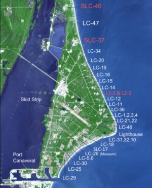 Mapa komplexů na Mysu Canaveral