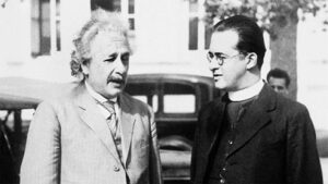 Albert Einstein (vlevo) a Georges Edouard Lemaître (vpravo).