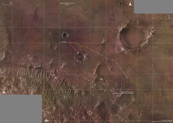 Mapa polohy vozítka k solu 389. Zdroj: unmannedspaceflight.com