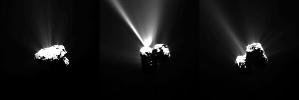 V době, kdy se kometa blíží do perihelia, roste aktivita jejího jádra, což potvrzují tyto snímky ze sondy Rosetta.