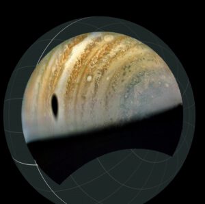 Přibližná pozice pořízeného snímku vůči celému povrchu Jupiteru.